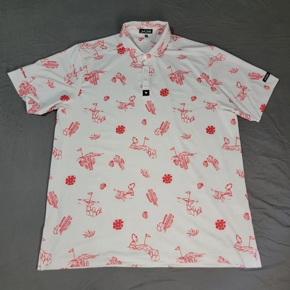 Bad Birdie‎ Golf SS White & Red Polo Shirt Size XL 